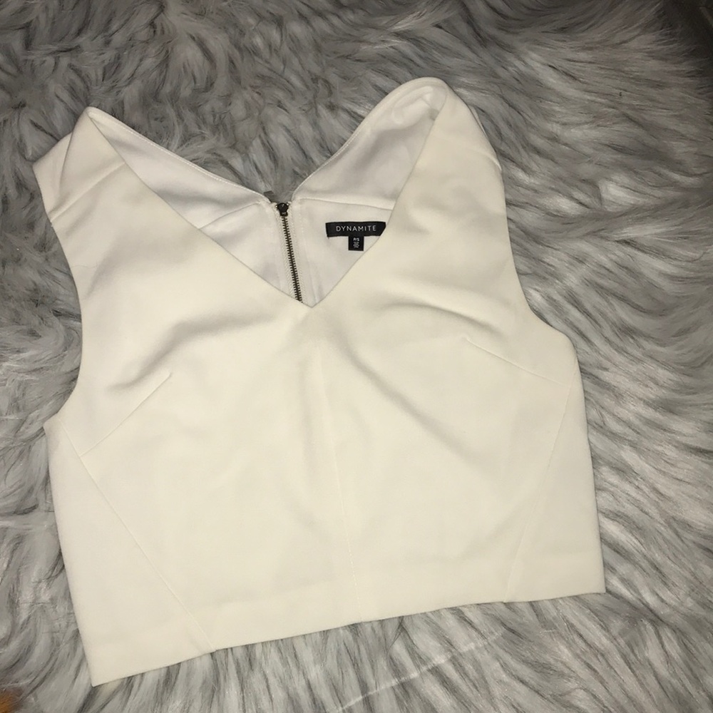 White crop dress shirt
